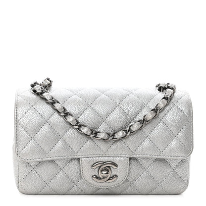 Chanel Metallic Caviar Quilted Mini Rectangular Flap Silver 1 of 11