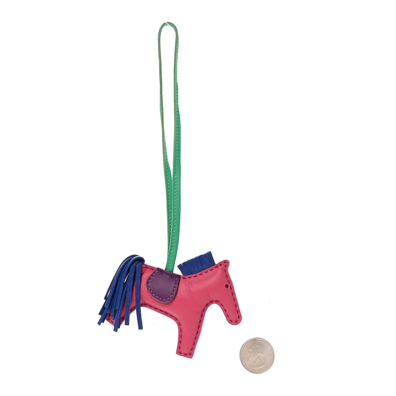 Hermes Milo Lambskin Grigri Rodeo Horse Bag Charm PM Rose Shocking Bleu Azteque Bleu Electrique Menthe Soufre Violet 2 of 4