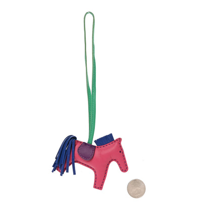 Hermes Milo Lambskin Grigri Rodeo Horse Bag Charm PM Rose Shocking Bleu Azteque Bleu Electrique Menthe Soufre Violet 2 of 4