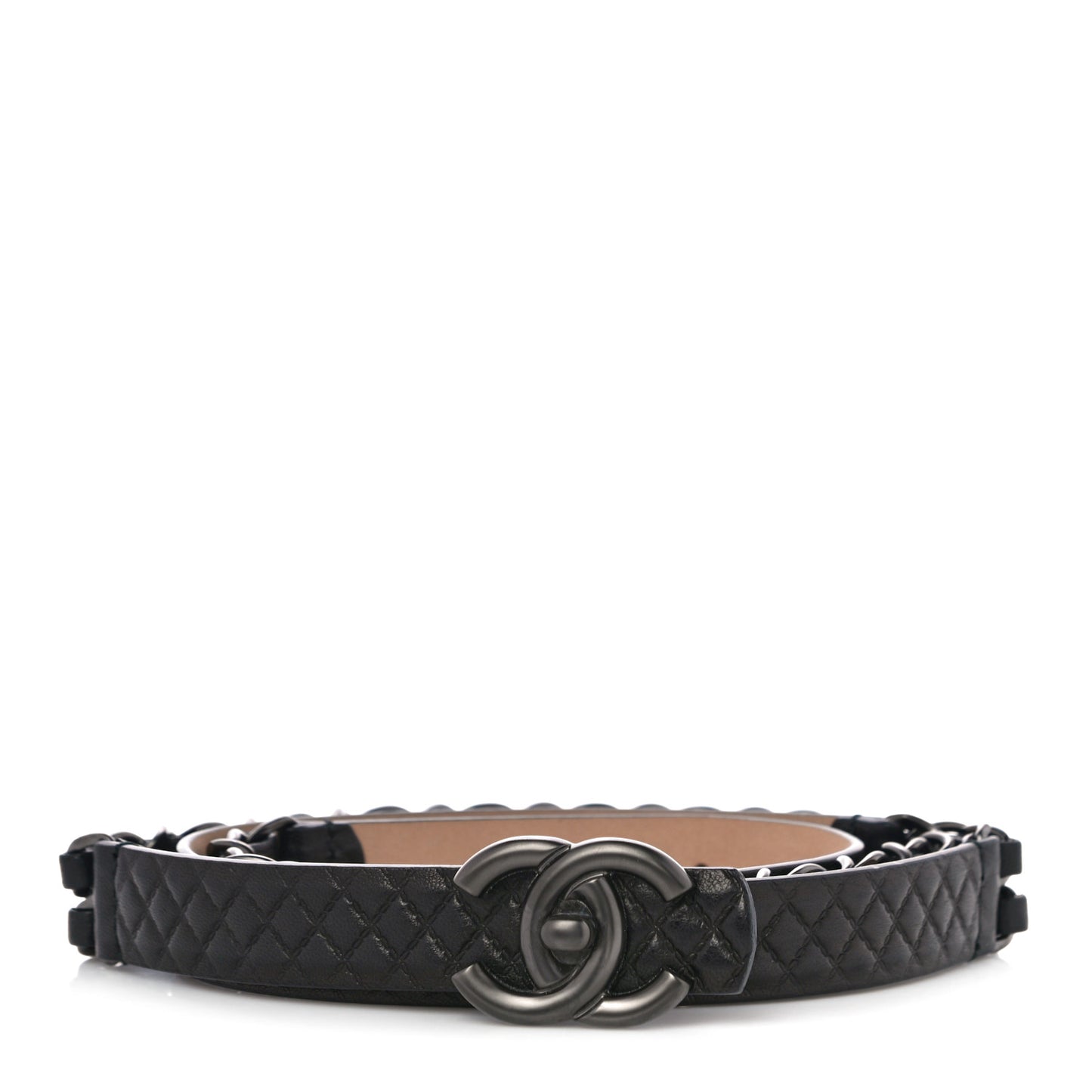Lambskin Quilted CC Chain Belt 95 38 Black