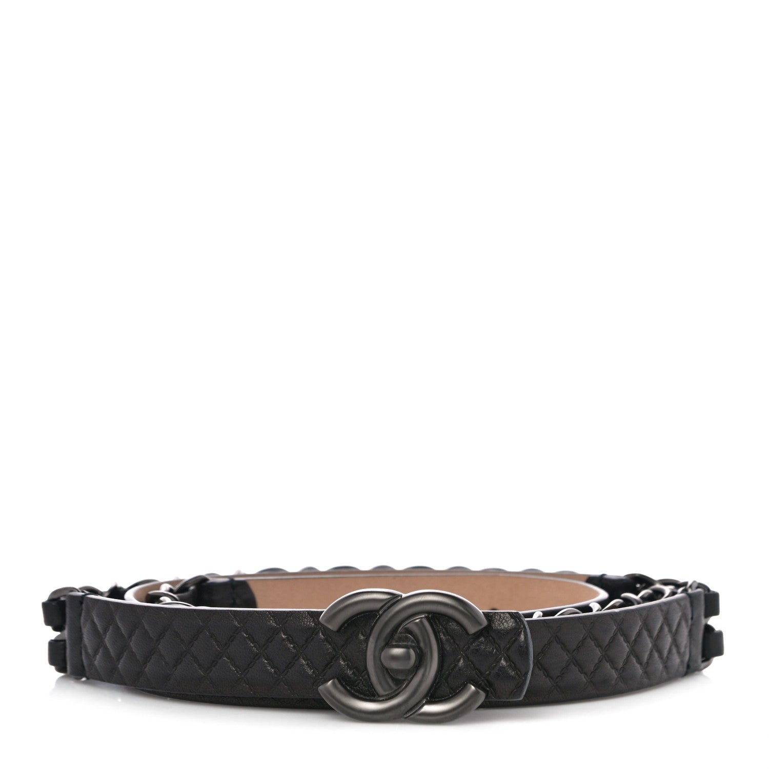 Chanel Lambskin Quilted CC Chain Belt 95 38 Black 1 of 6