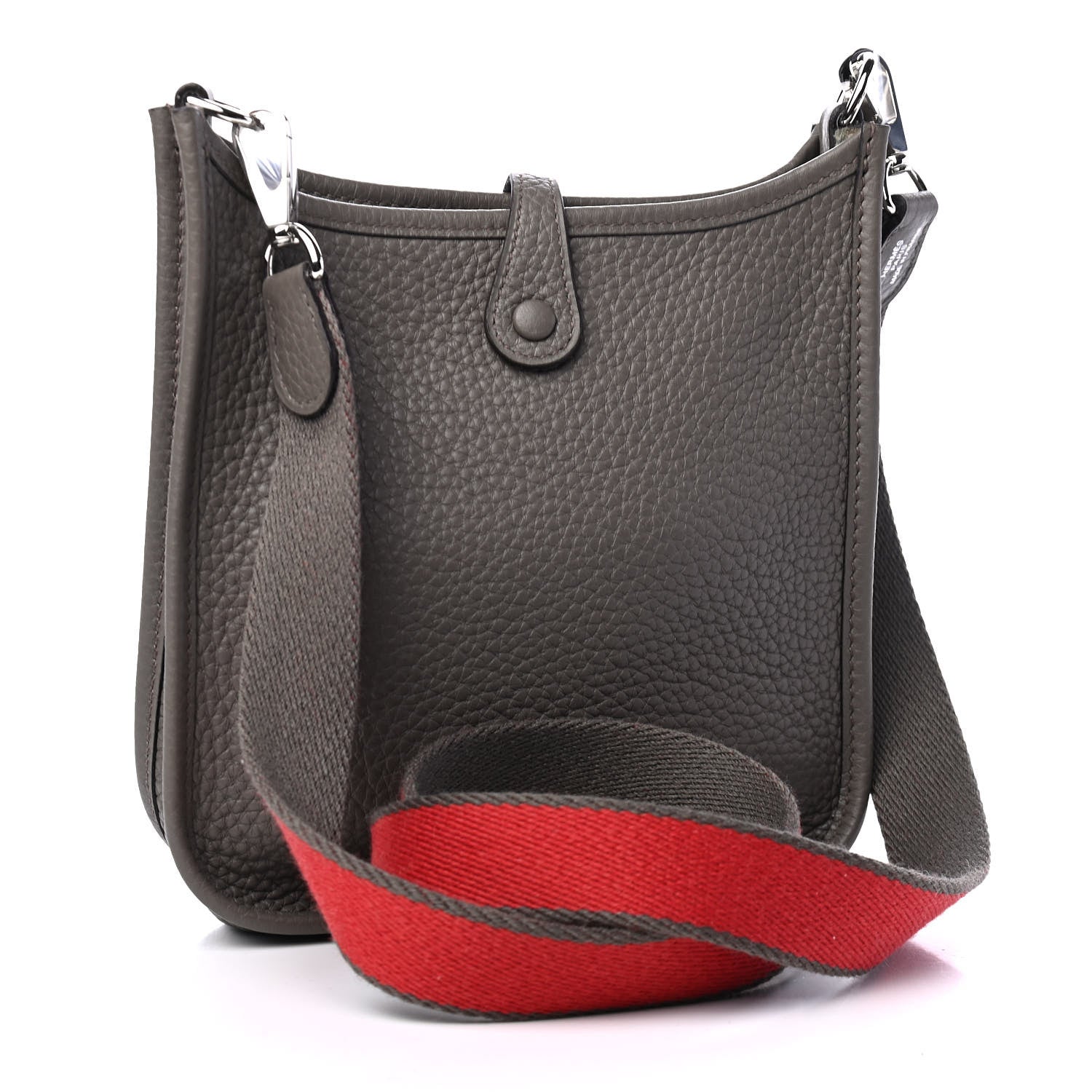 Hermes Taurillon Clemence Amazone Evelyne TPM Etain Rouge Casaque 3 of 9