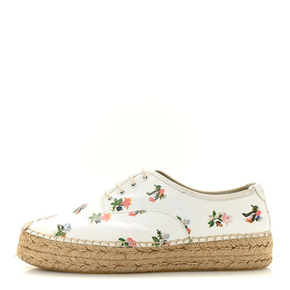 Saint Laurent Floral Print Lace Up Espadrilles 39 White 1 of 11