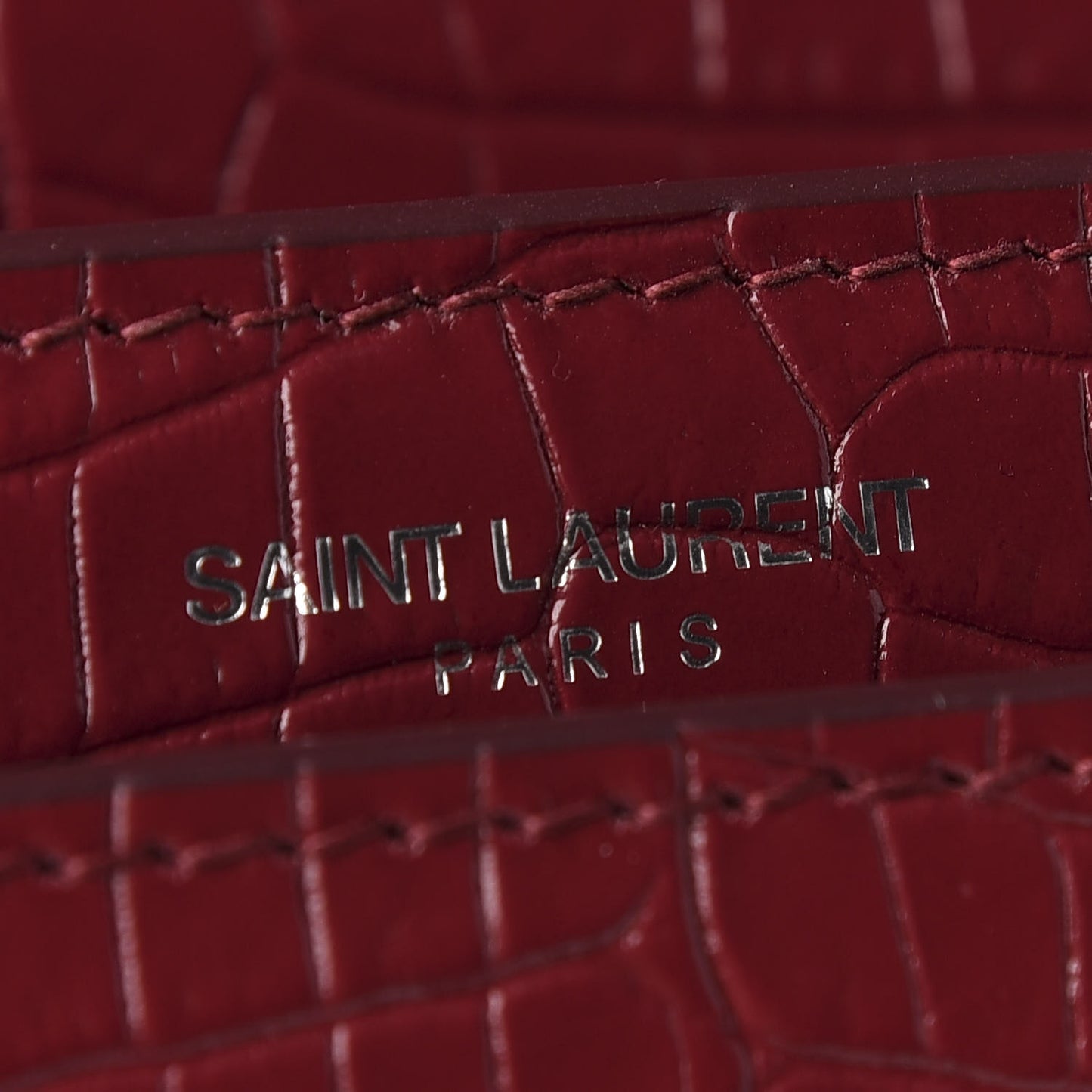 Calfskin Crocodile Embossed Medium Monogram Sunset Palissandre