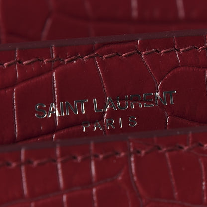 Saint Laurent Calfskin Crocodile Embossed Medium Monogram Sunset Palissandre 8 of 8