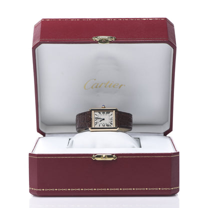 Cartier Stainless Steel 18K Pink Gold Alligator 24mm Tank Solo Quartz Watch Brown 7 of 7