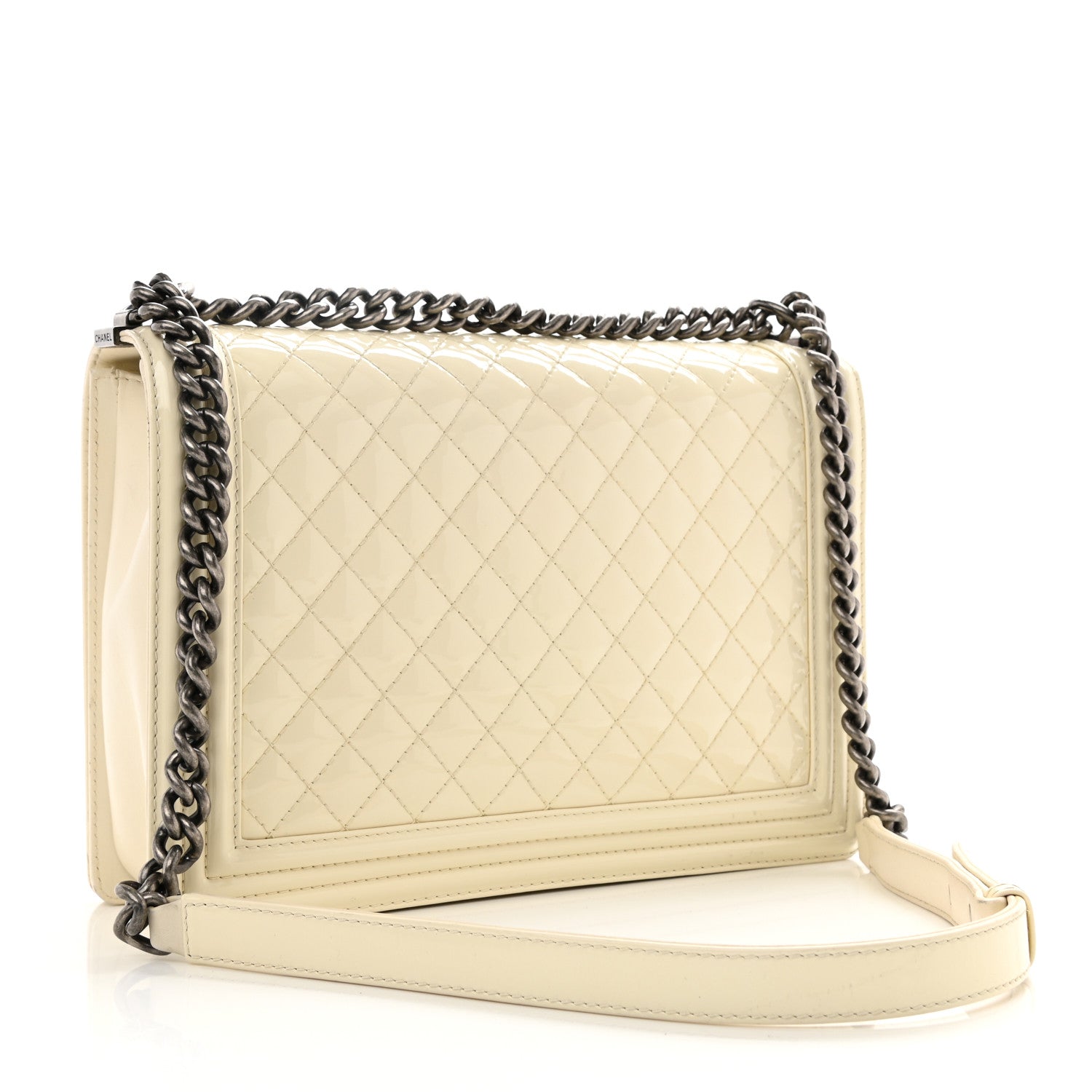 Chanel Patent Quilted Large Boy Flap White 3 of 8