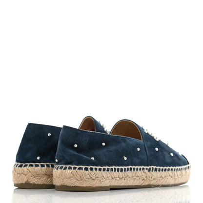 Chanel Suede Pearl CC Espadrilles 40 Teal 4 of 10