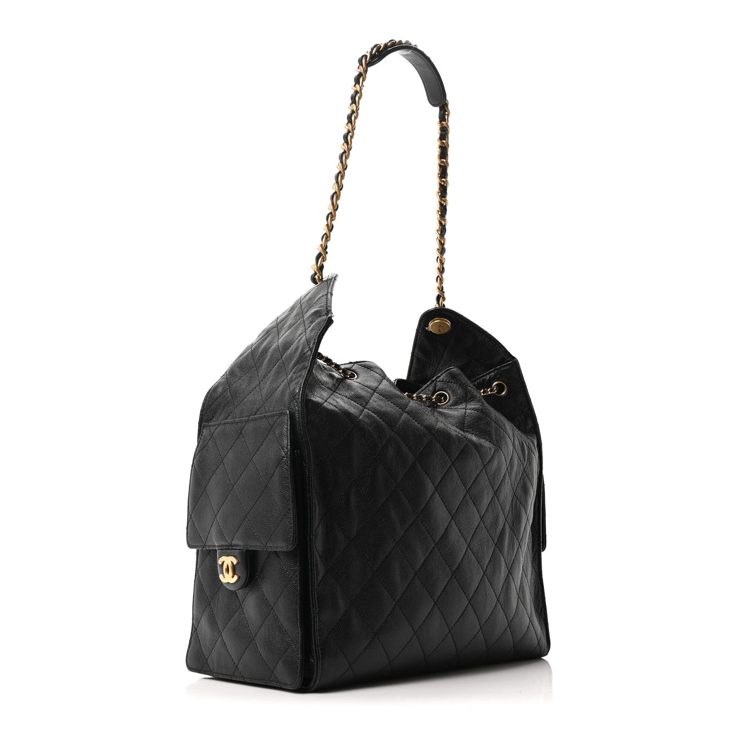 Caviar Quilted Medium Chanel 25 Handbag Black