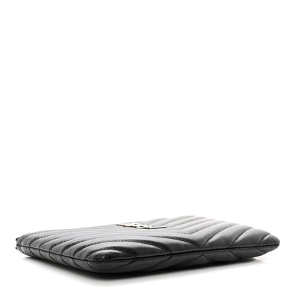 Saint Laurent Calfskin Matelasse Chevron Monogram Pouch Black 4 of 8