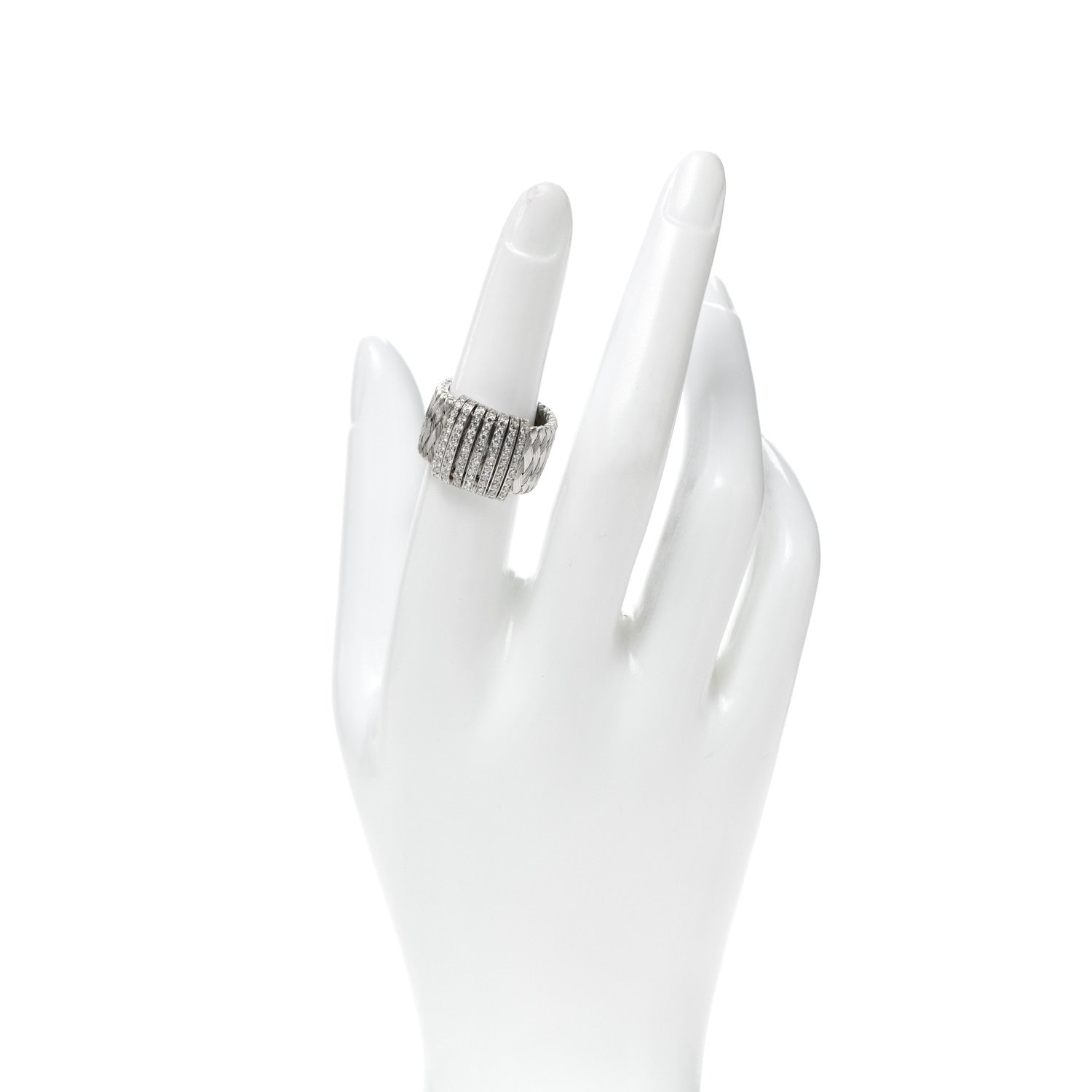 Roberto Coin 18K White Gold Diamond Primavera Wide Silk Mesh Ring 53 6.25 2 of 4