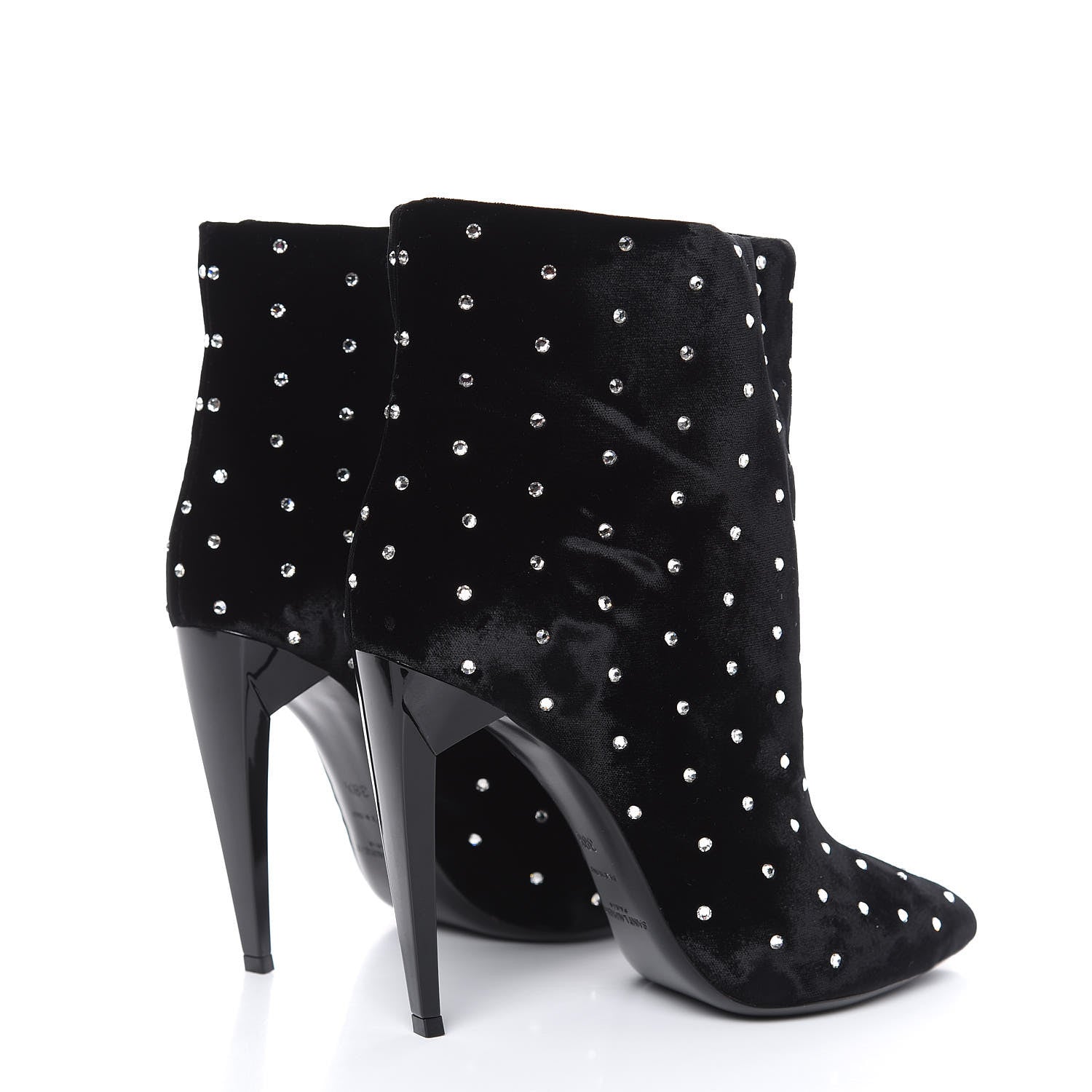 Saint Laurent Velluto Master Crystal Strass Freja 105 Ankle Booties 38.5 Black 4 of 8