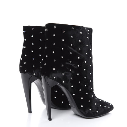 Saint Laurent Velluto Master Crystal Strass Freja 105 Ankle Booties 38.5 Black 4 of 8