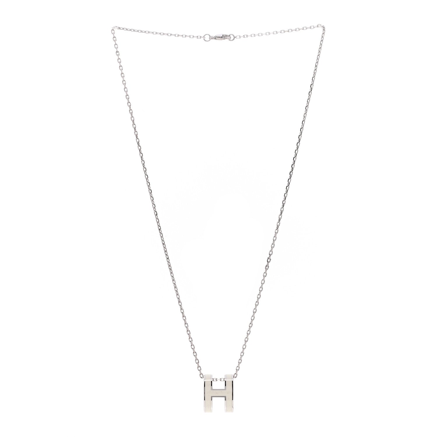 Hermes Lacquered Palladium Pop H Pendant Necklace White 2 of 3