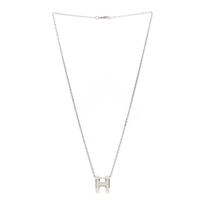 Hermes Lacquered Palladium Pop H Pendant Necklace White 2 of 3