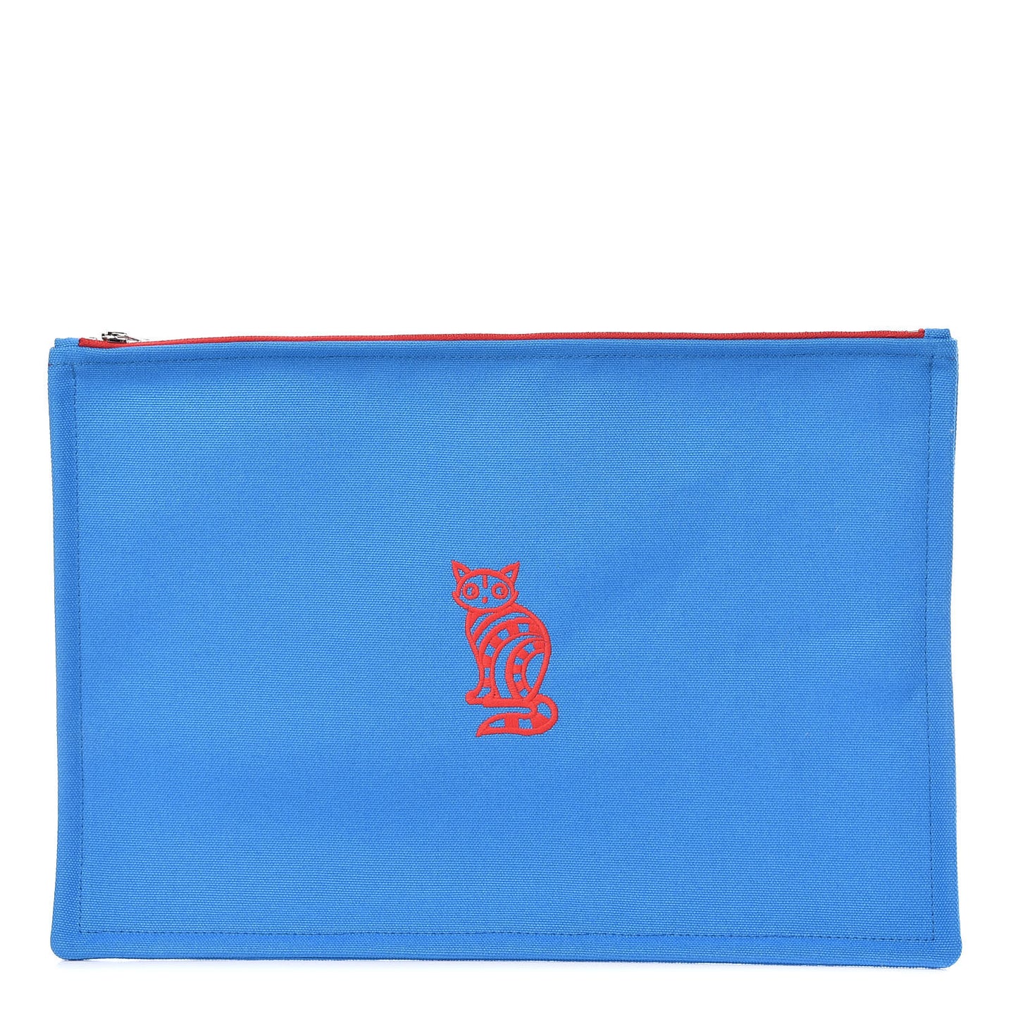 Cotton Canvas Birdie Mitsou Large Flat Case Azur