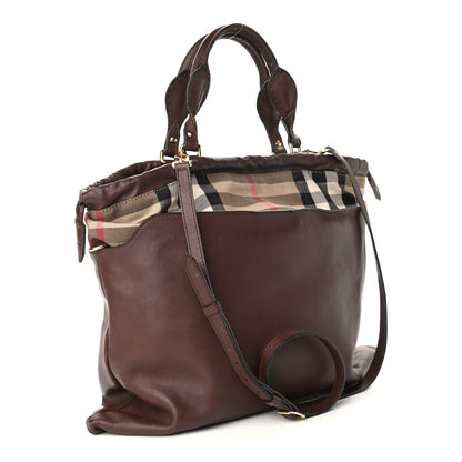 Burberry Soft Calfskin House Check Big Crush Tote Brown Ochre 3 of 21