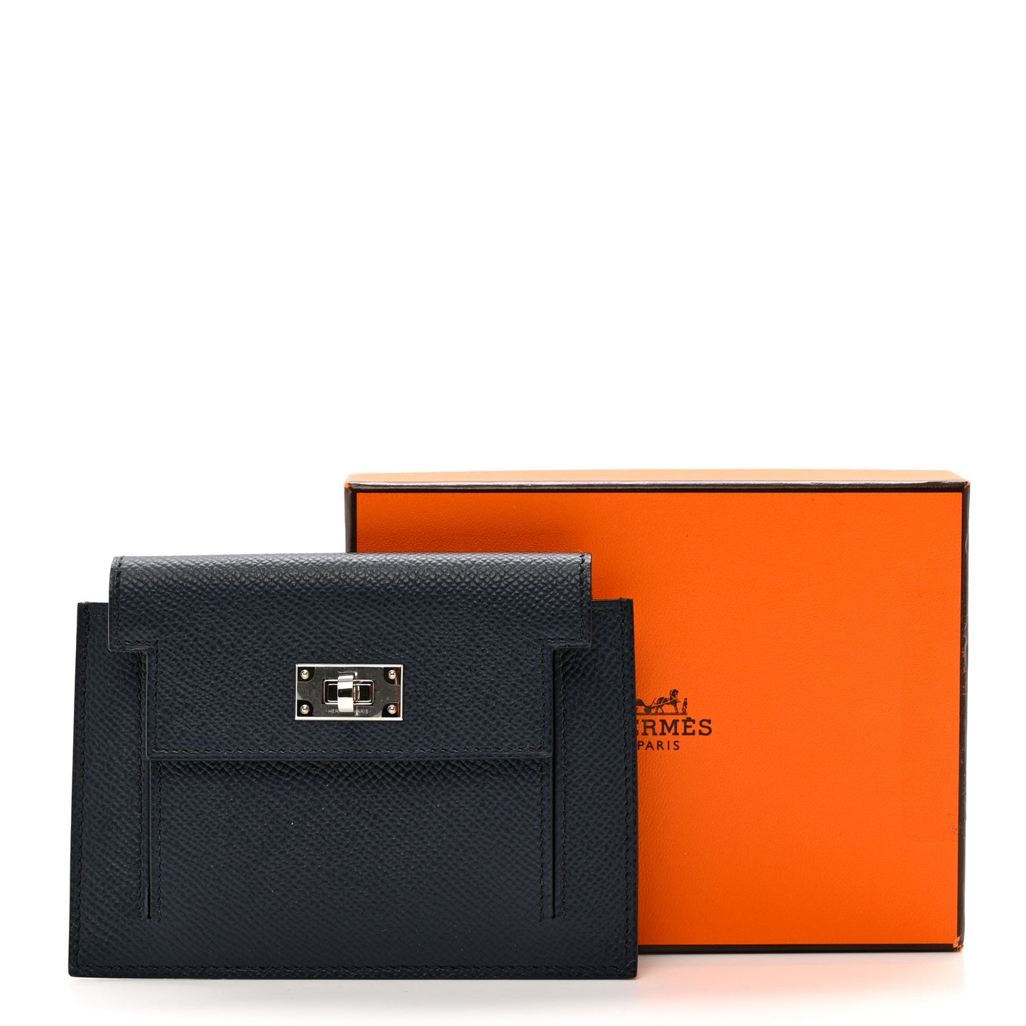 Epsom Kelly Pocket Compact Wallet Bleu Indigo