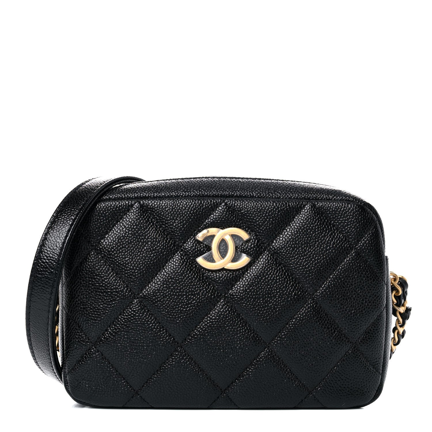 Chanel Shiny Caviar Quilted Chain Melody Camera Bag Black 1 of 9