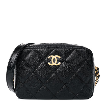 Chanel Shiny Caviar Quilted Chain Melody Camera Bag Black 1 of 9