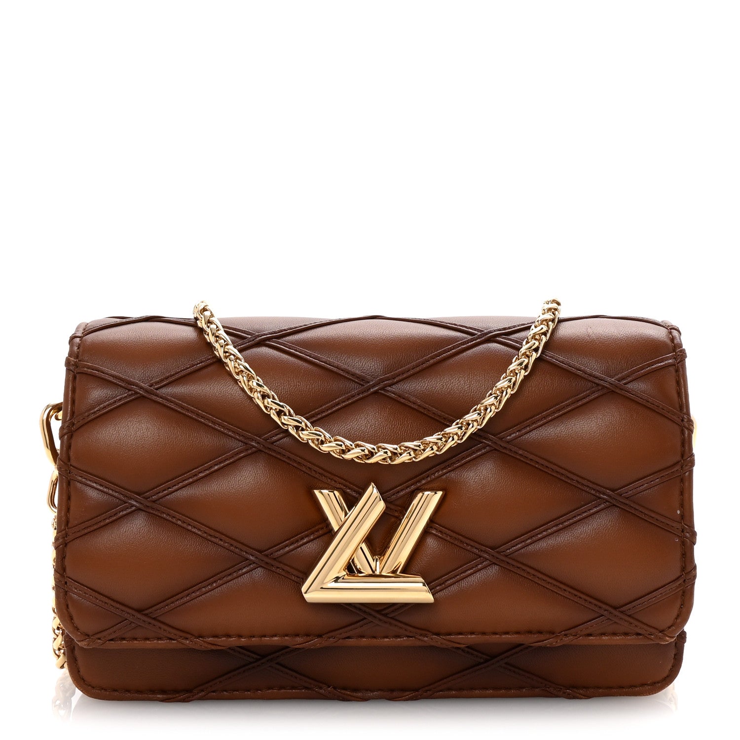 Louis Vuitton Lambskin Malletage Wallet On Chain GO-14 Tan 1 of 9