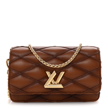 Louis Vuitton Lambskin Malletage Wallet On Chain GO-14 Tan 1 of 9