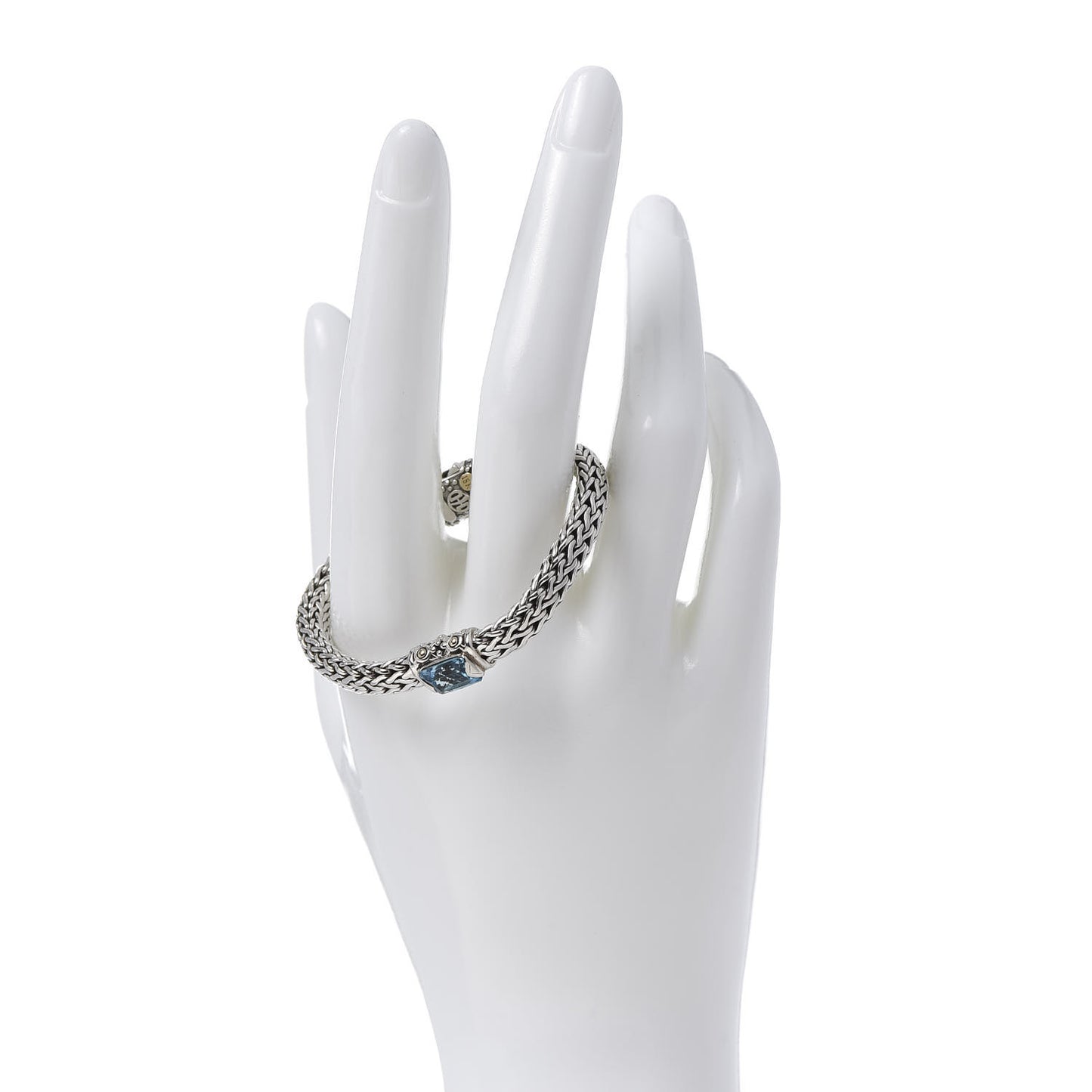 Sterling Silver 18K Yellow Gold Blue Topaz 6.5mm Classic Chain Baby Bracelet