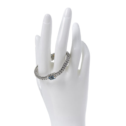 John Hardy Sterling Silver 18K Yellow Gold Blue Topaz 6.5mm Classic Chain Baby Bracelet 2 of 4