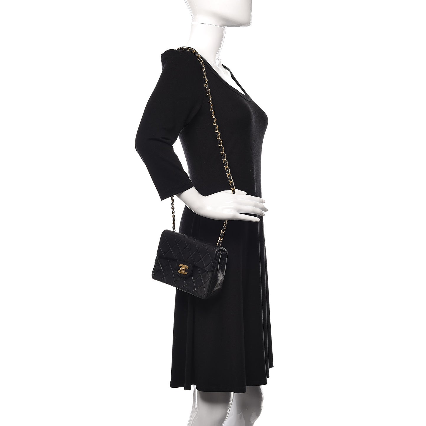 Lambskin Quilted Mini Square Flap Black