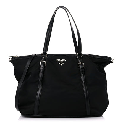 Prada Tessuto Nylon Calfskin Shopping Tote Black 1 of 12
