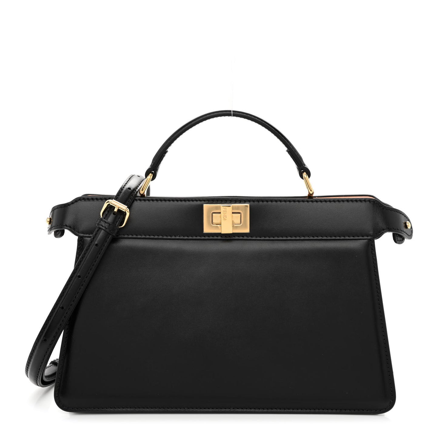 Vitello King Luxor Shiny Nappa Medium Peekaboo I SEE U East West Satchel Black Light Rose