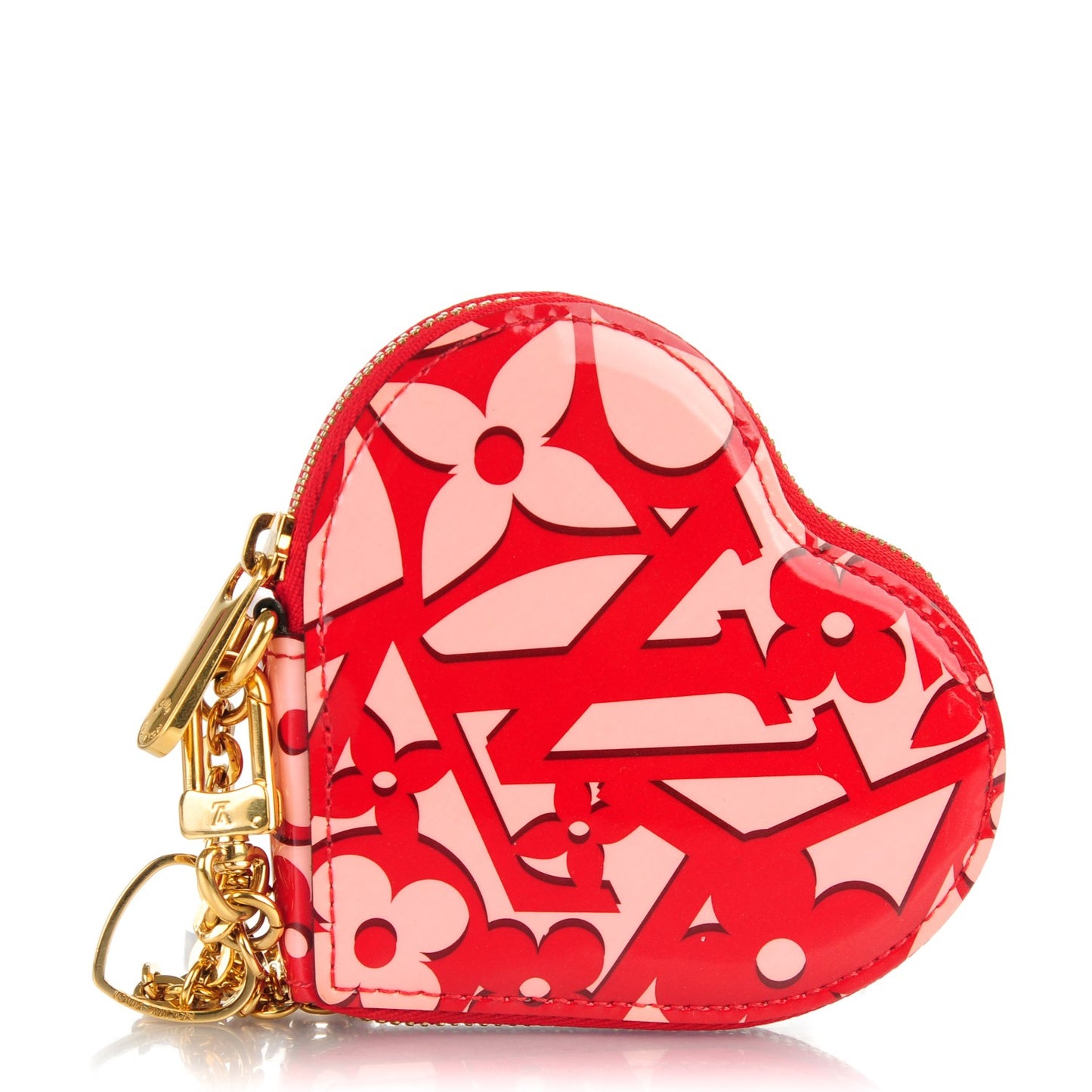 Patent Sweet Monogram Coeur Heart Coin Purse Pomme D'Amour
