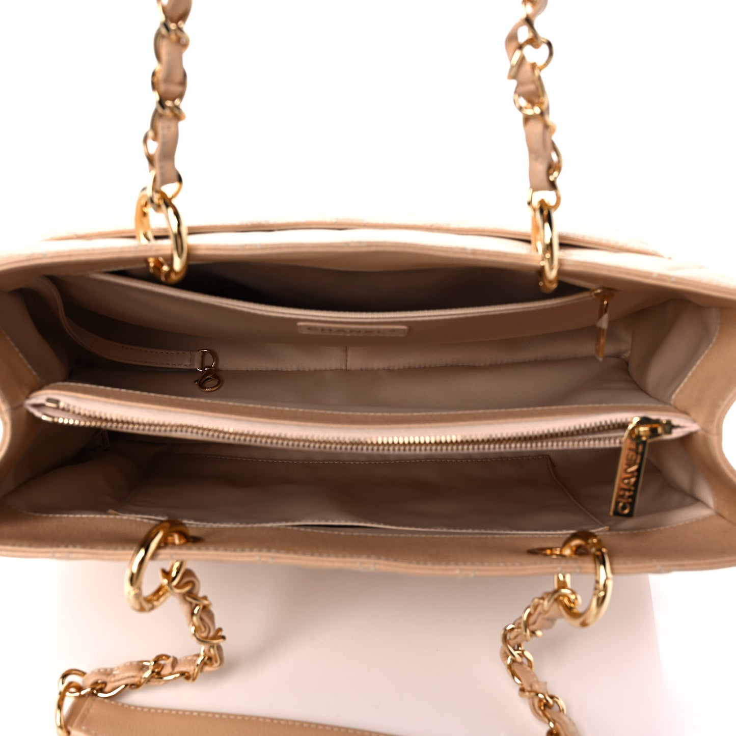 Caviar Quilted Grand Shopping Tote GST Beige