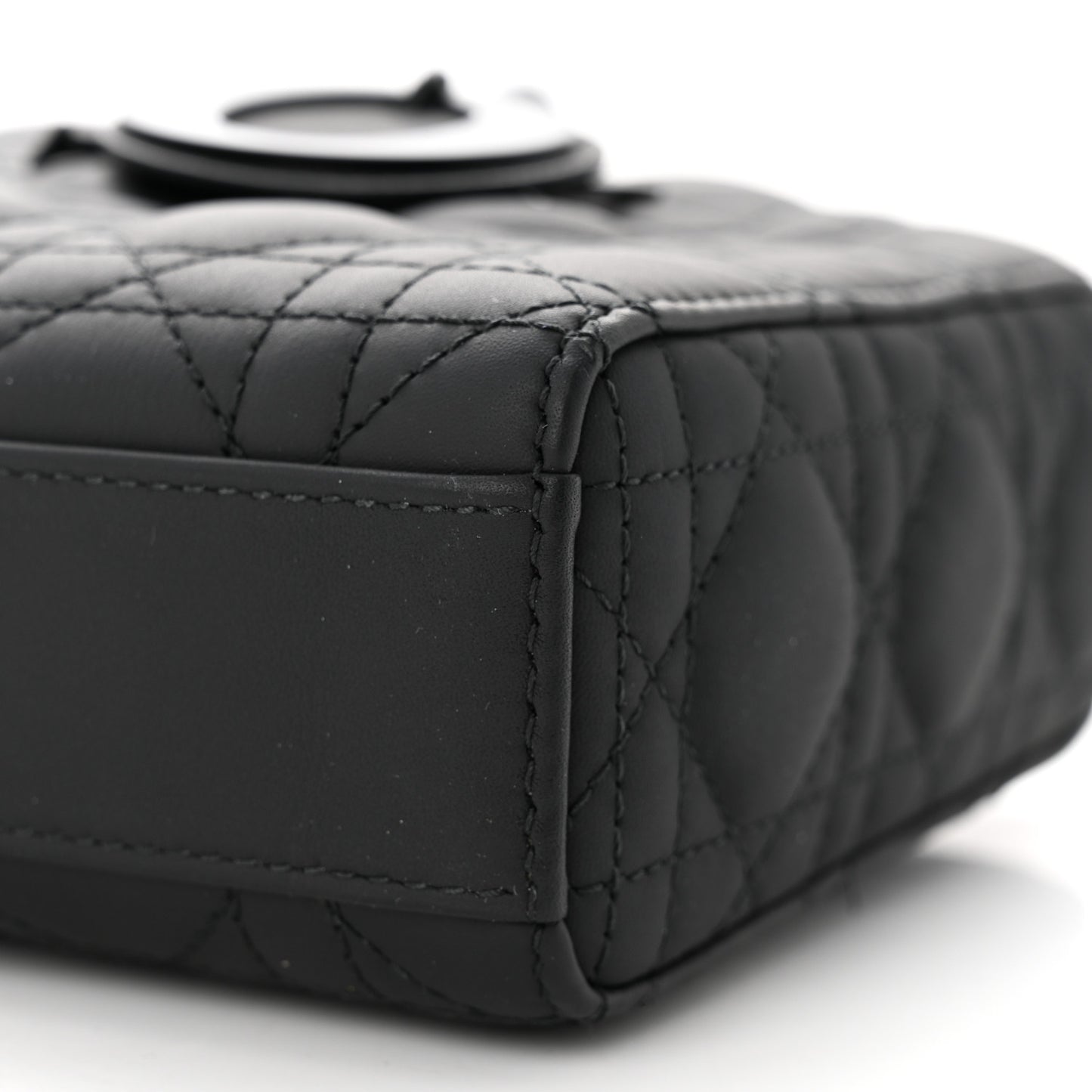 Ultra Matte Calfskin Cannage Medium Lady D-Joy Black