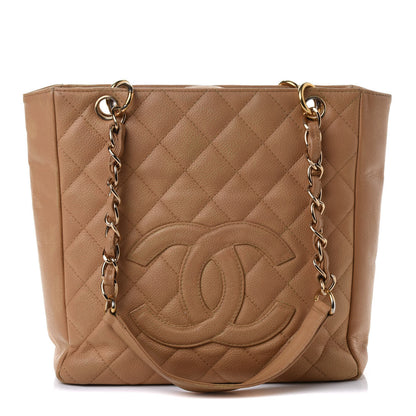 Chanel Caviar Quilted Petit Shopping Tote PST Beige 1 of 4