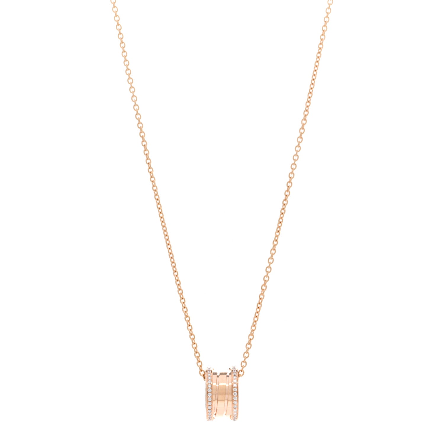Bulgari 18K Rose Gold Diamond B.Zero1 Pendant Necklace 1 of 4