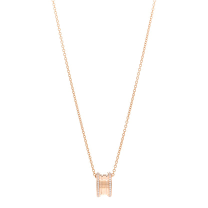 Bulgari 18K Rose Gold Diamond B.Zero1 Pendant Necklace 1 of 4