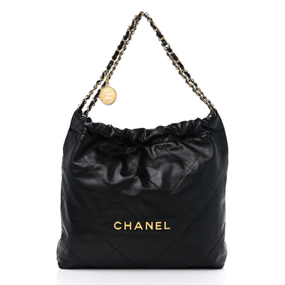 Chanel Shiny Calfskin Quilted Chanel 22 Black 2 of 9