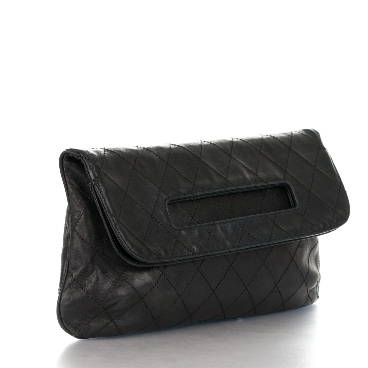 Lambskin Diamond Stitch Convertible Clutch Black