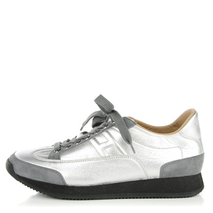 Hermes Nappa Suede Goatskin Goal Sneakers 36.5 Silver Ash 1 of 9
