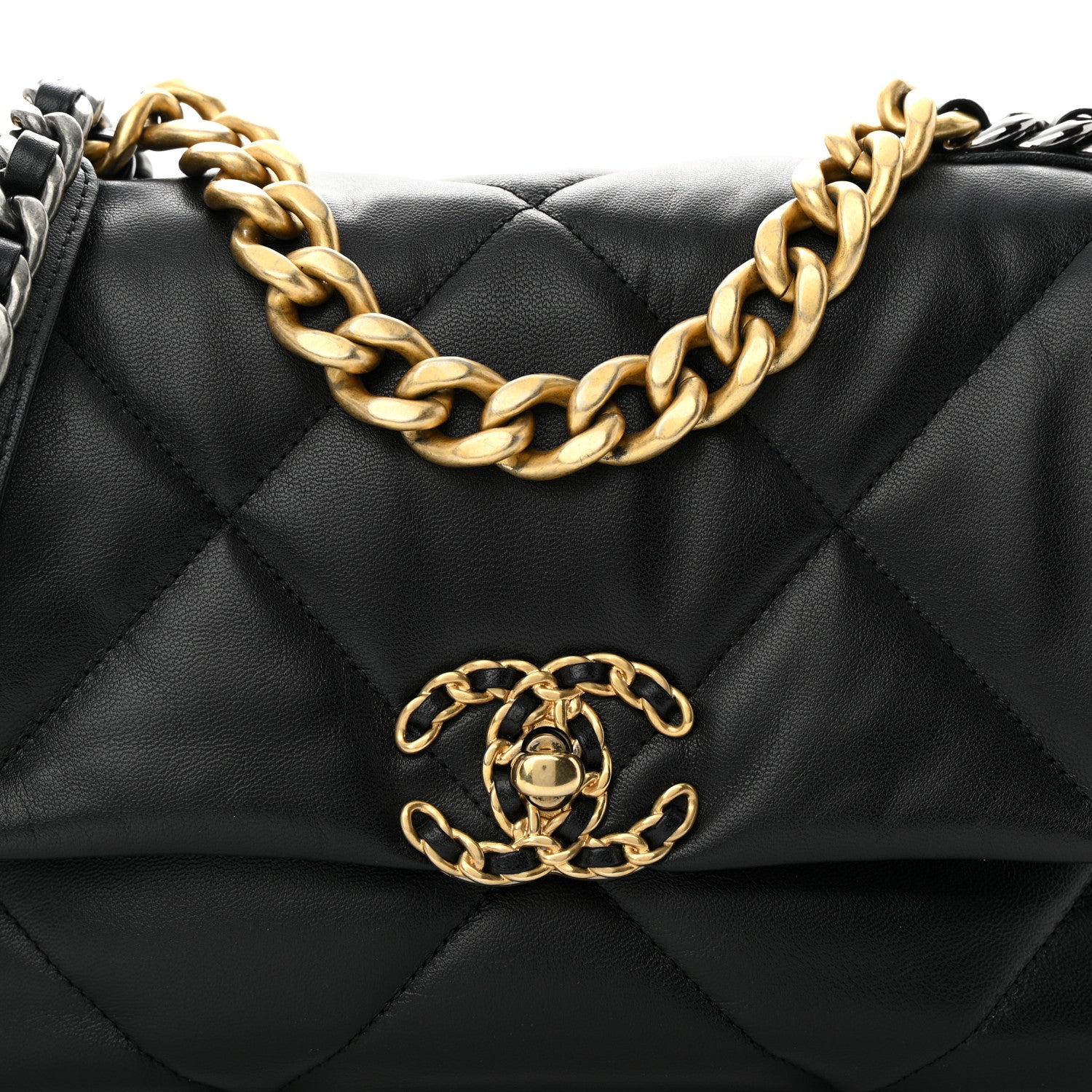 Chanel Shiny Goatskin Quilted Medium Chanel 19 Flap Black 8 of 12