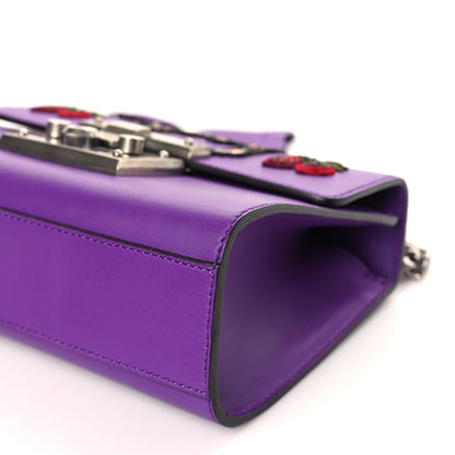 Gucci Calfskin Embroidered Tiger Strawberry Small Padlock Shoulder Bag Purple 9 of 9