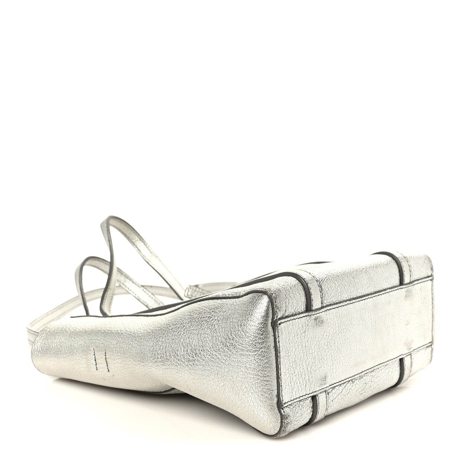 Balenciaga Metallic Goatskin Logo XXS Everyday Tote Argent Black 4 of 10