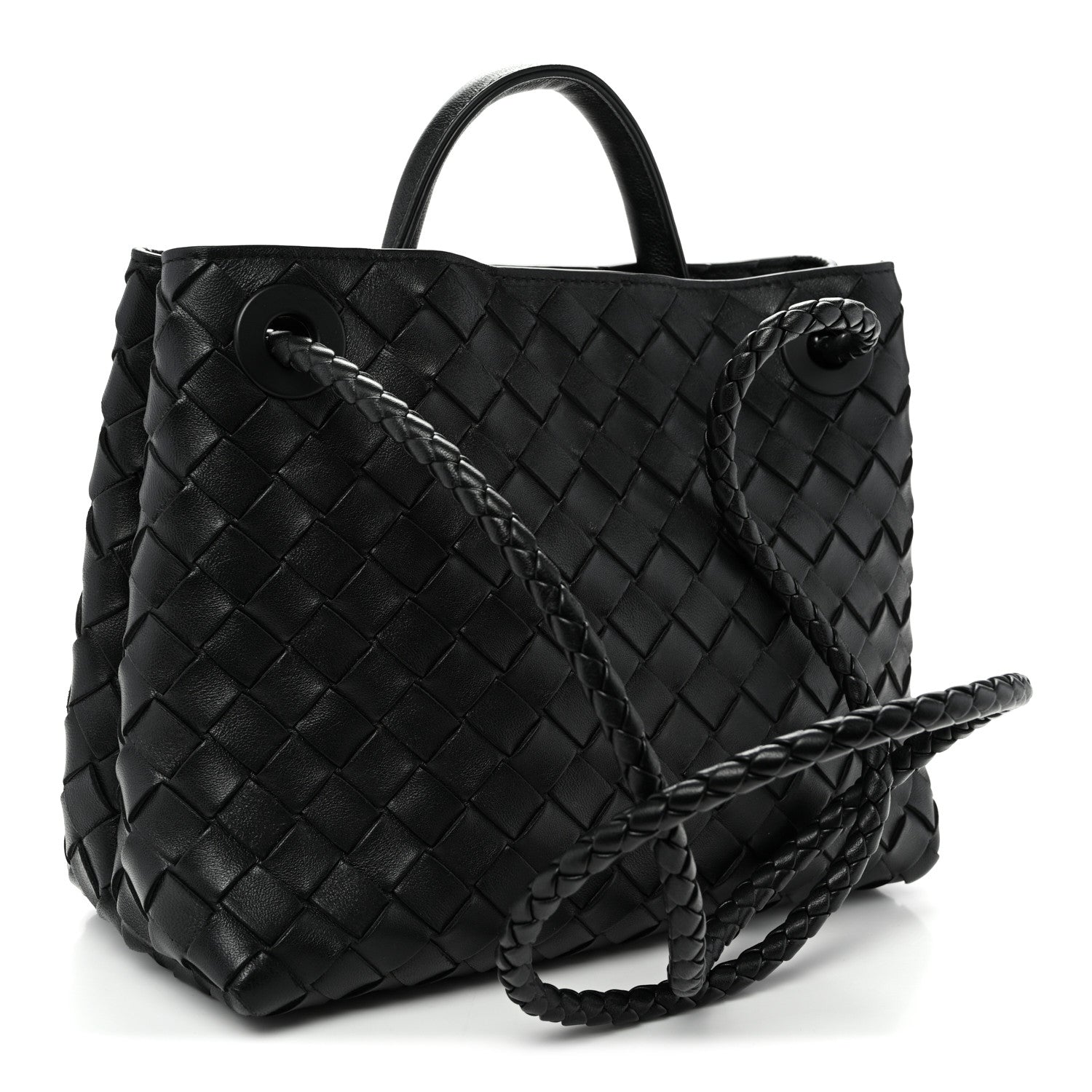 Bottega Veneta Nappa Intrecciato Small Andiamo Shoulder Bag Black