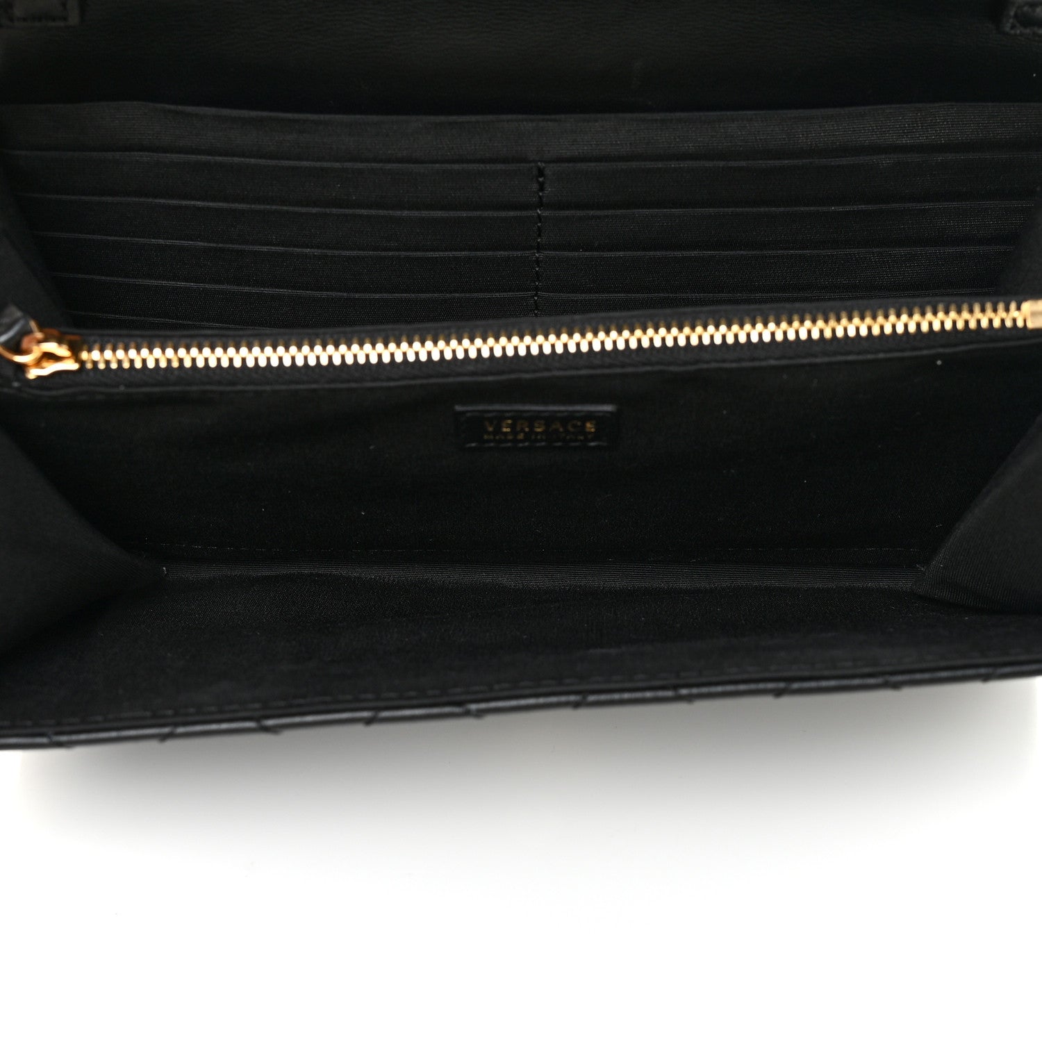 Versace Lambskin Quilted Medusa Wallet On Chain Crossbody Black 12 of 23
