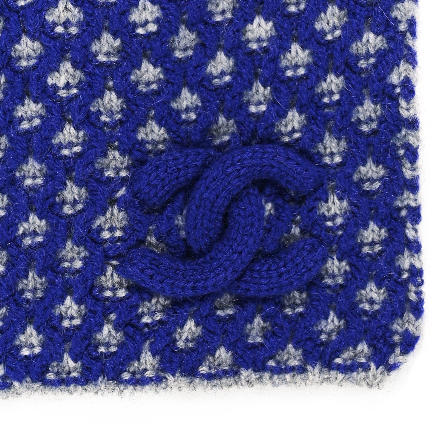 Chanel Cashmere CC Scarf Blue Grey 3 of 4