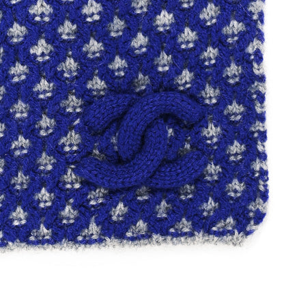 Chanel Cashmere CC Scarf Blue Grey 3 of 4