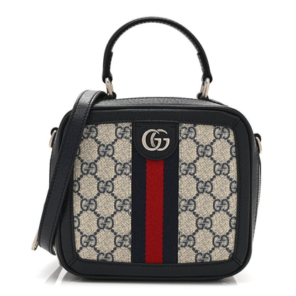 Gucci GG Supreme Monogram Mini Ophidia Top Handle Square Shoulder Bag Beige Blue 1 of 11