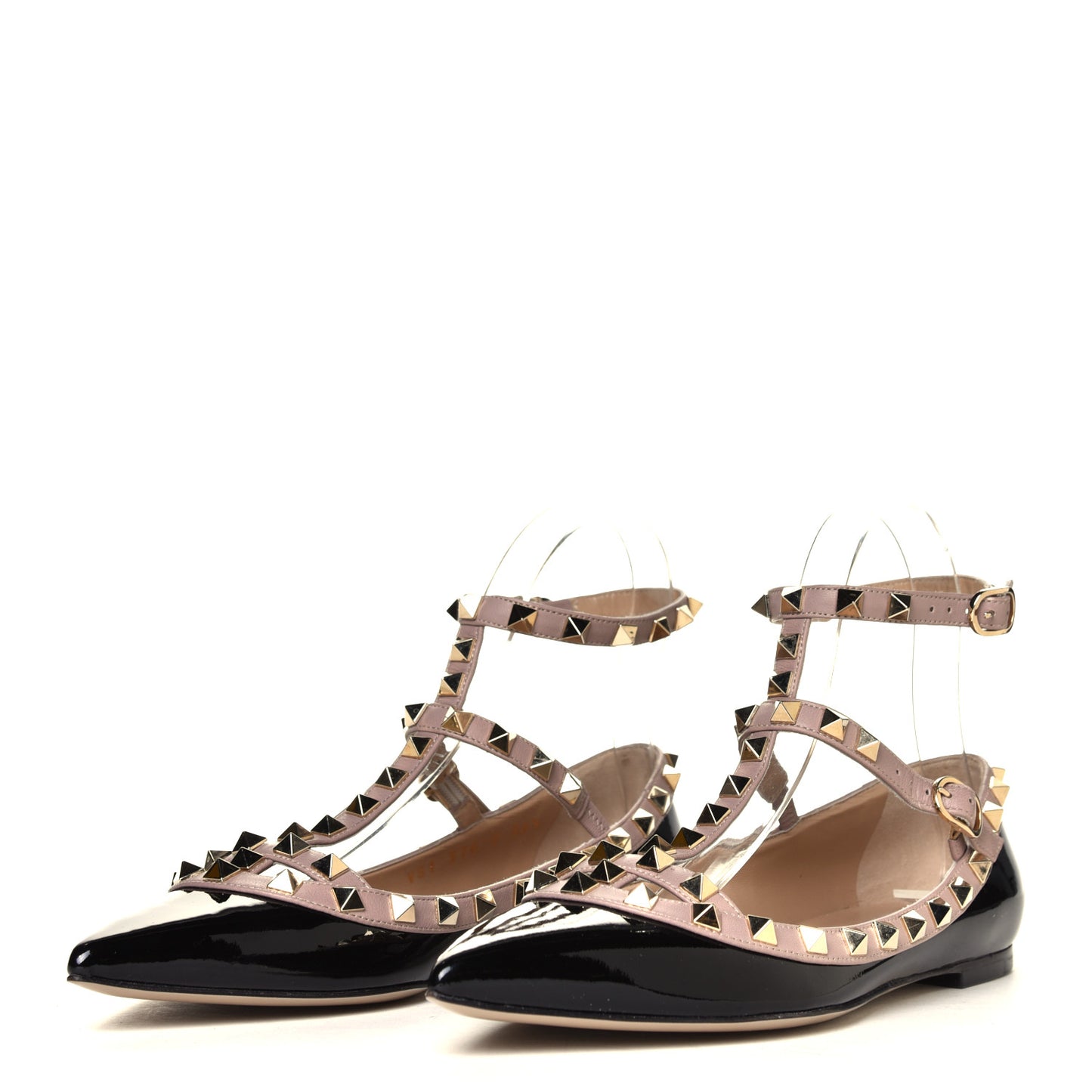 Patent Rockstud Cage Ballerina Flats 36.5 Black Poudre