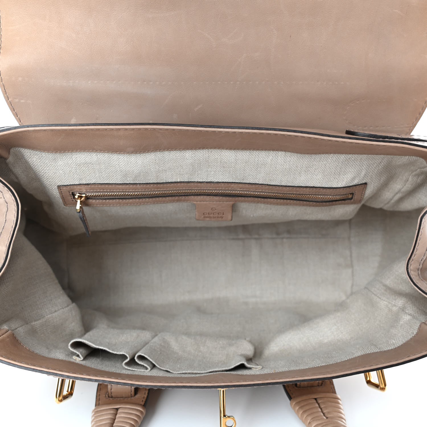 Gucci Calfskin Handmade Large Top Handle Bag Taupe 5 of 5